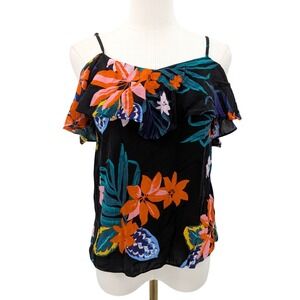 Old‎ Navy Floral Cold Shoulder Top Tropical Ruffle Boho Summer XS